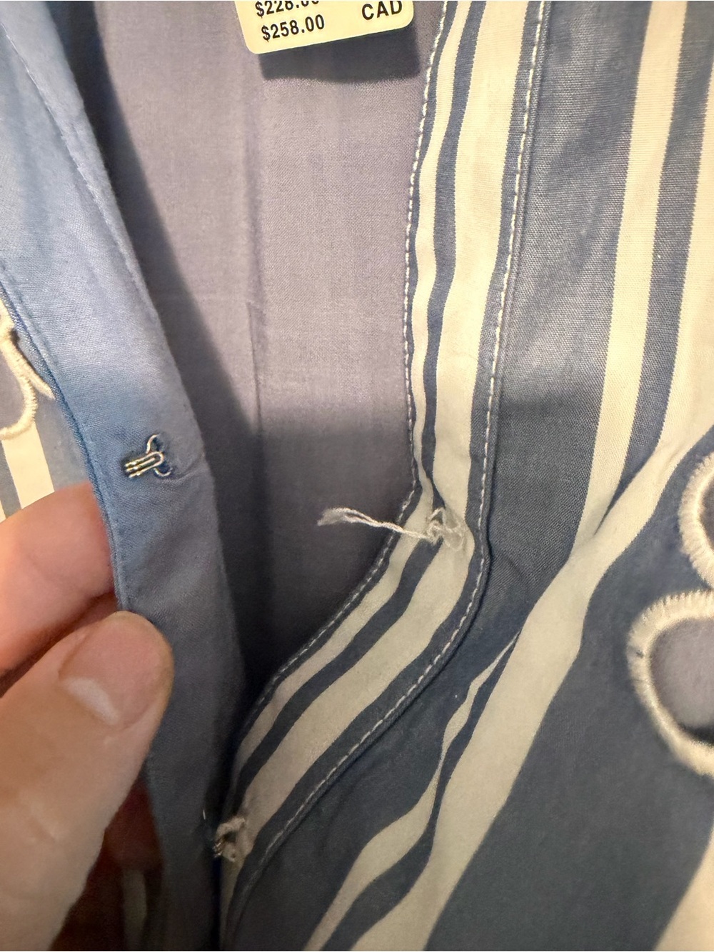 Anthropologie Blue and White Striped Eyelet Maxi Dress - Picture 8 of 8